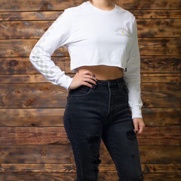 Star LS Women s Crop Tee - White on Sale - Image 4